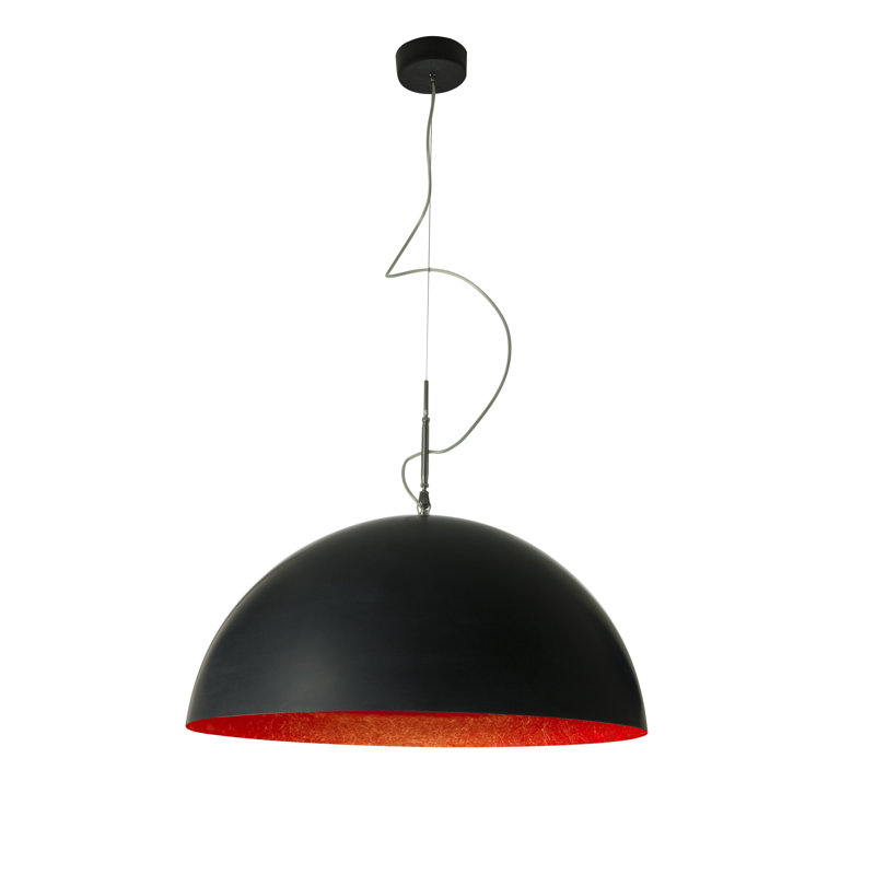1 - Light Black Dome Pendant, Black/Red