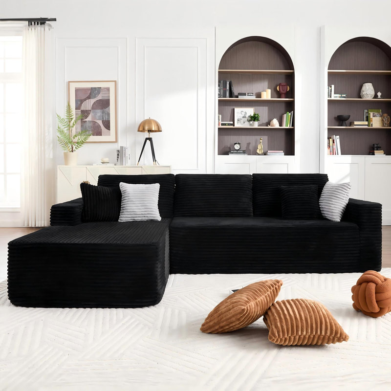 Canapé-lit modulaire Boneless Corduroy, Noir