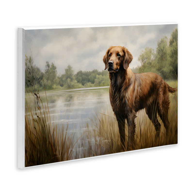 Art mural Retriever Dog & Pond par Petal Prints Design, H 10 po x l 15 po