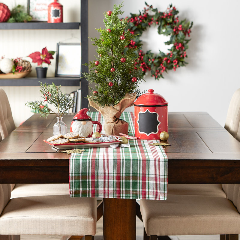 Tuttletown Plaid 100% Cotton Table Runner, 108" L x 14" W