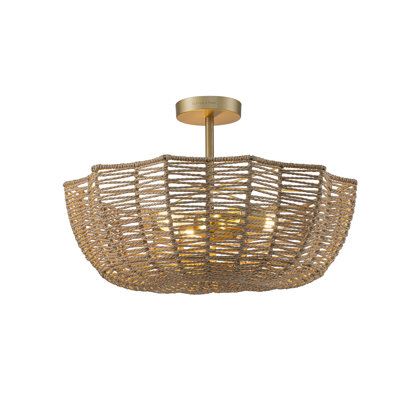 Marigold 21-Inch 3-Light Woven Scalloped Semi-Flush Mount