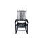 Chaise berçante de véranda en bois massif - noir, siège et accoudoirs spacieux, dossier à lattes stable, processus d'assemblage facile, capacité de poids de 250 lb, assemblage noir, peut supporter jusqu'à