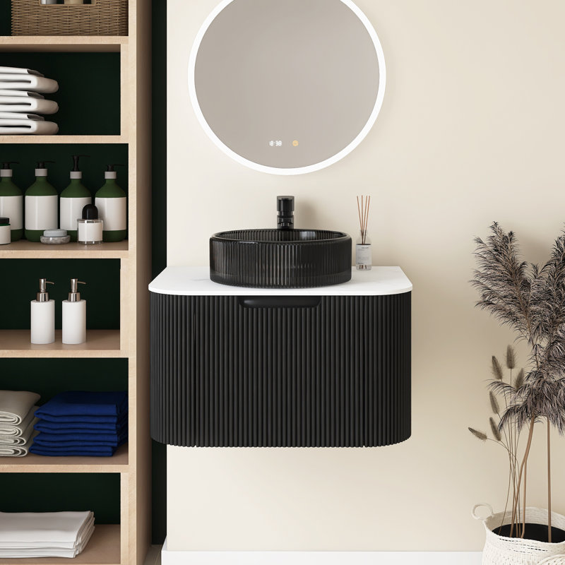Meuble-lavabo 24 po avec lavabo, 24", Noir, Noir