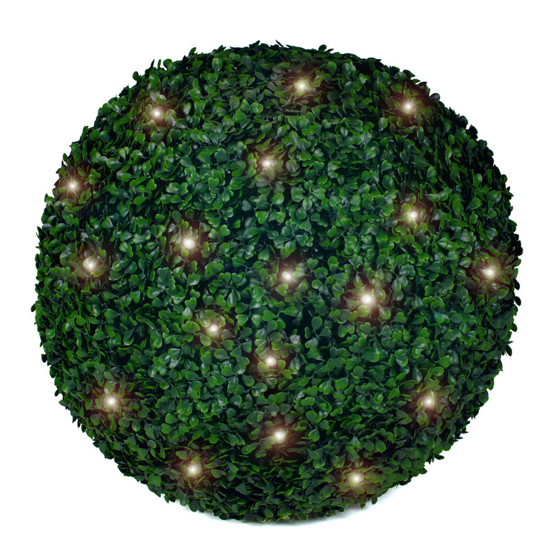 19" Green Plastic Boxwood Lighted Topiary Ball Centerpiece