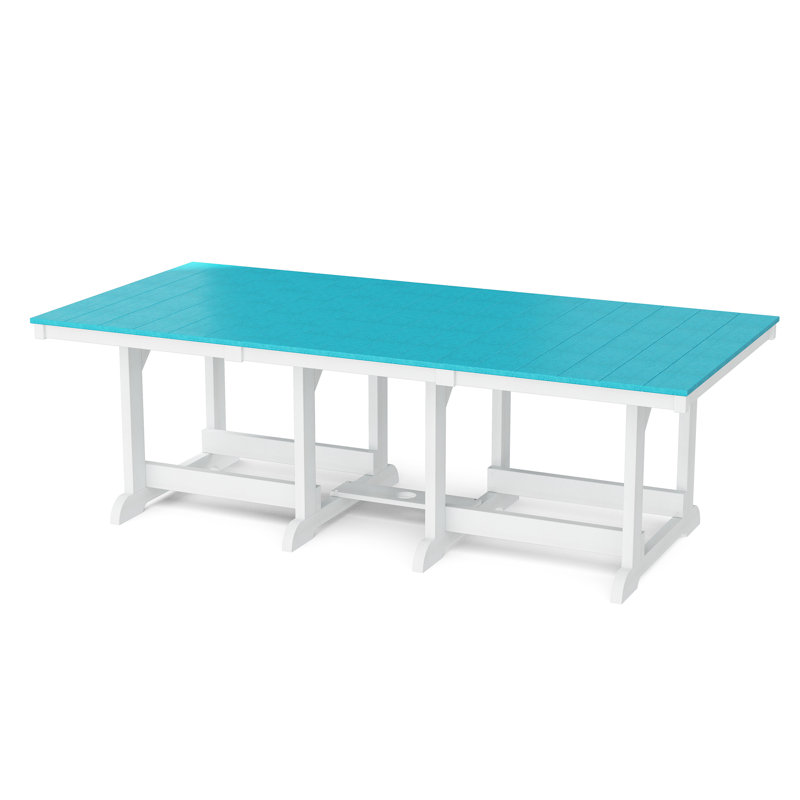 Heritage 44” x 94” Dining Table, Aruba Blue/White