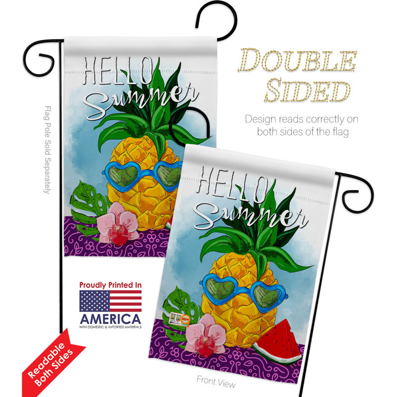 Drapeau de jardin 19 x 13 po Hello Pineapple