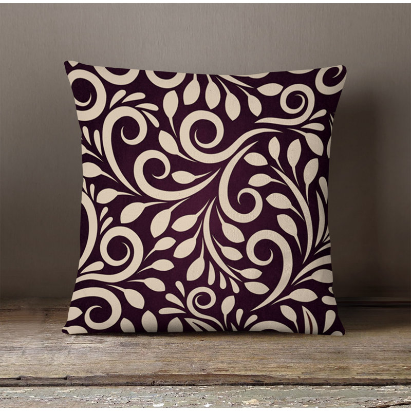 Throw Pillow With Insert, Brown/Red Floral 3, 20"H x 20"W