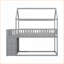 Lit superposé simple / simple en bois de pin massif avec tablettes de rangement et tiroirs gris-132803340