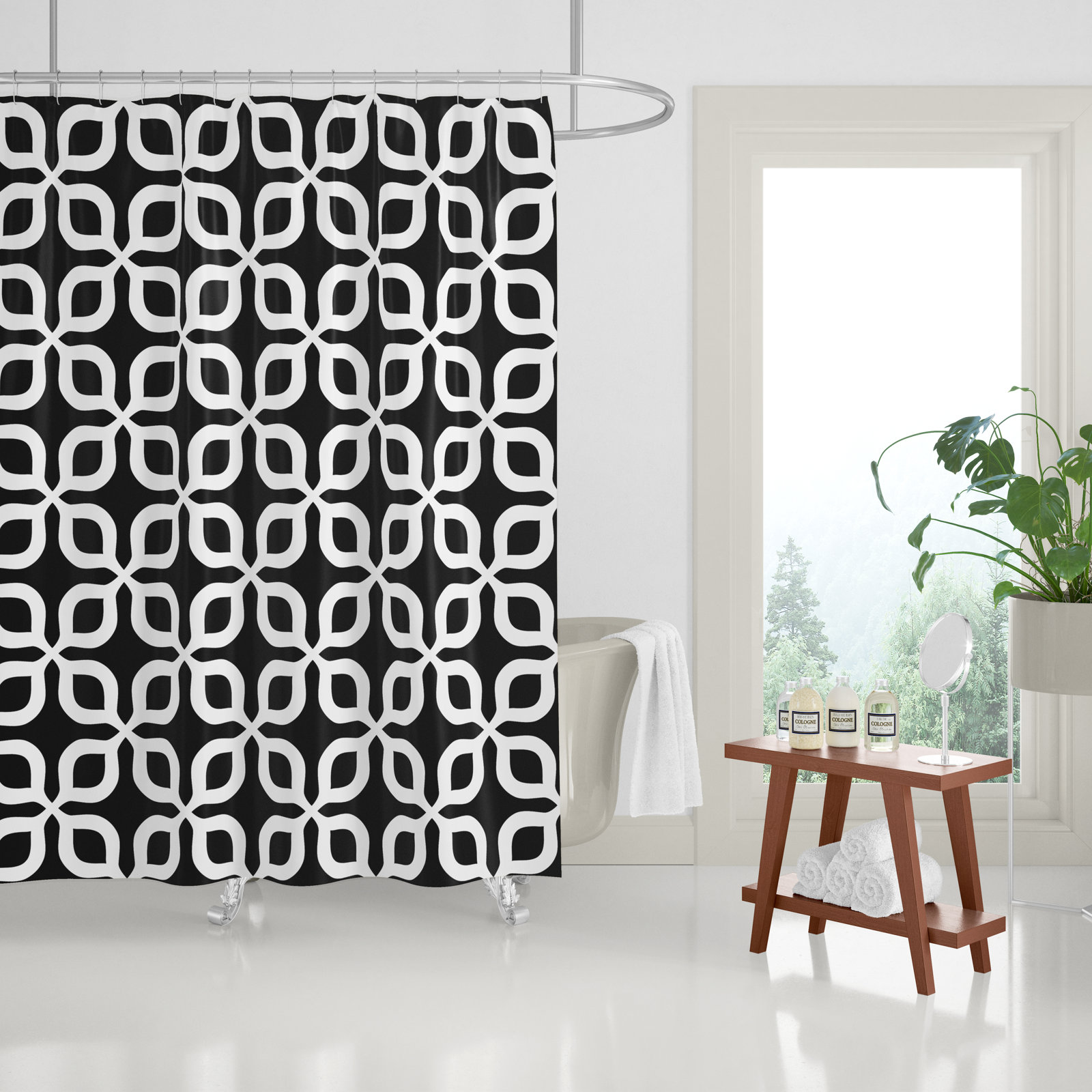 Pipper Polyester Shower Curtain, Black