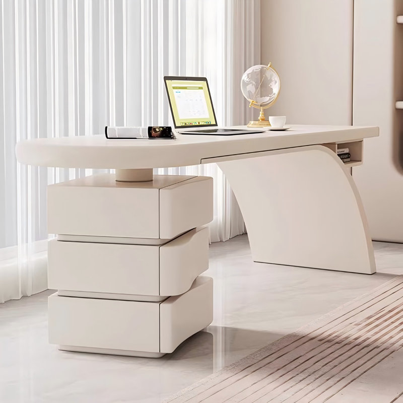 Bureau d'écriture rectangulaire beige moderne, H 29,53 po x l 62,99 po x P 27,56 po