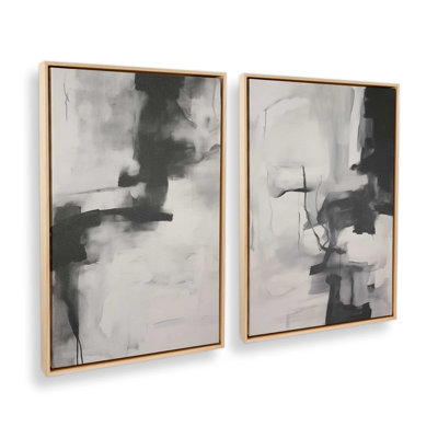 Monochrome Whisper Set of 2 Wrapped Canvas