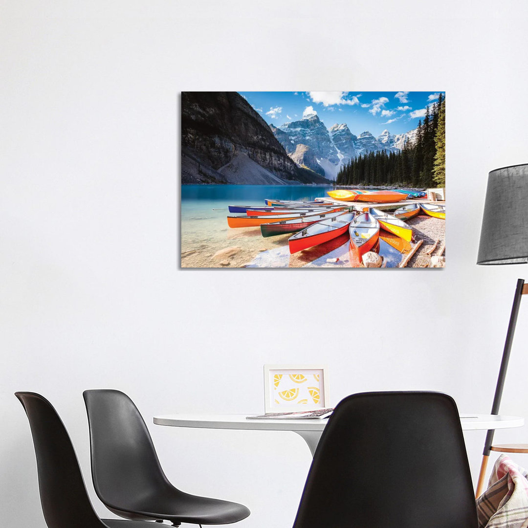 Canoes, Moraine Lake by Matteo Colombo - Wrapped Canvas Print
