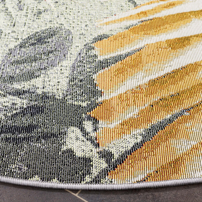 Barbados 500 Performance Floral Indoor/Outdoor Area Rug, Round 6'6"