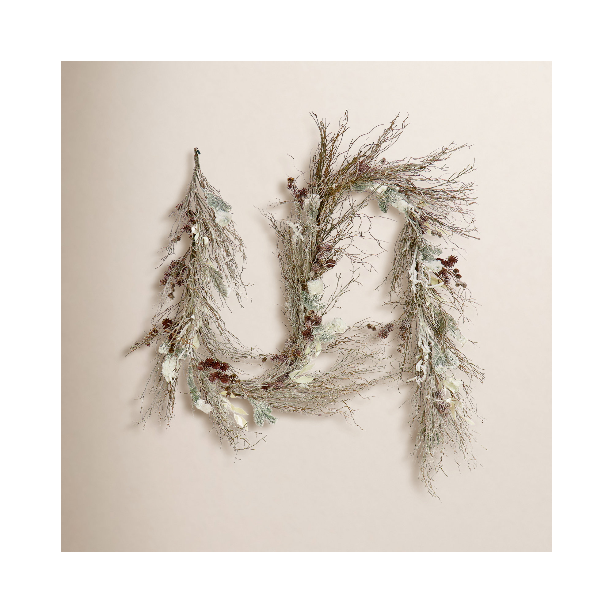 The Holiday Aisle® 9 ft. Pre-Lit Snowy Christmas Garland with Battery Operated LED Lights
