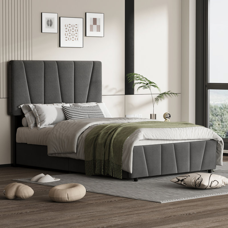 Structure de lit simple 75 po Beige Modern