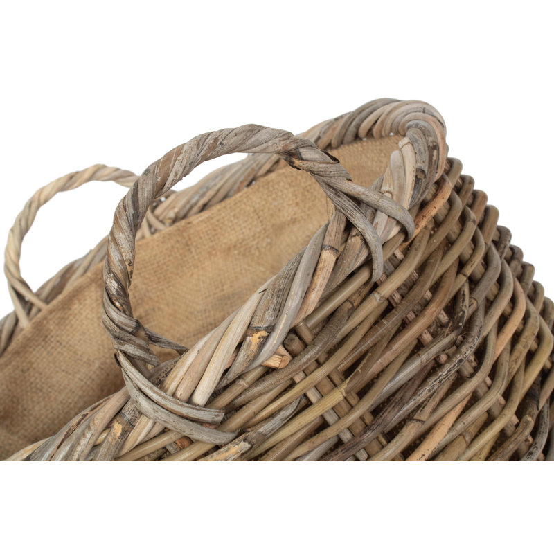 Rattan Storage Basket with Lining, 33cm H x 41cm W x 44cm D