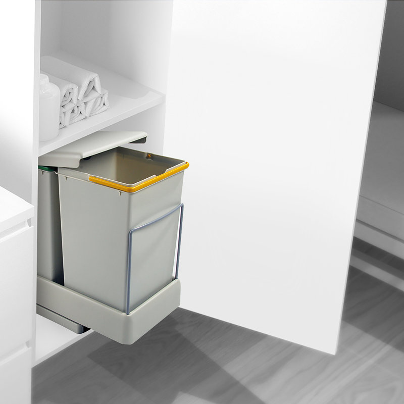 Piatt Plastic Manual Lift Pull Out Rubbish Bin - 28L
