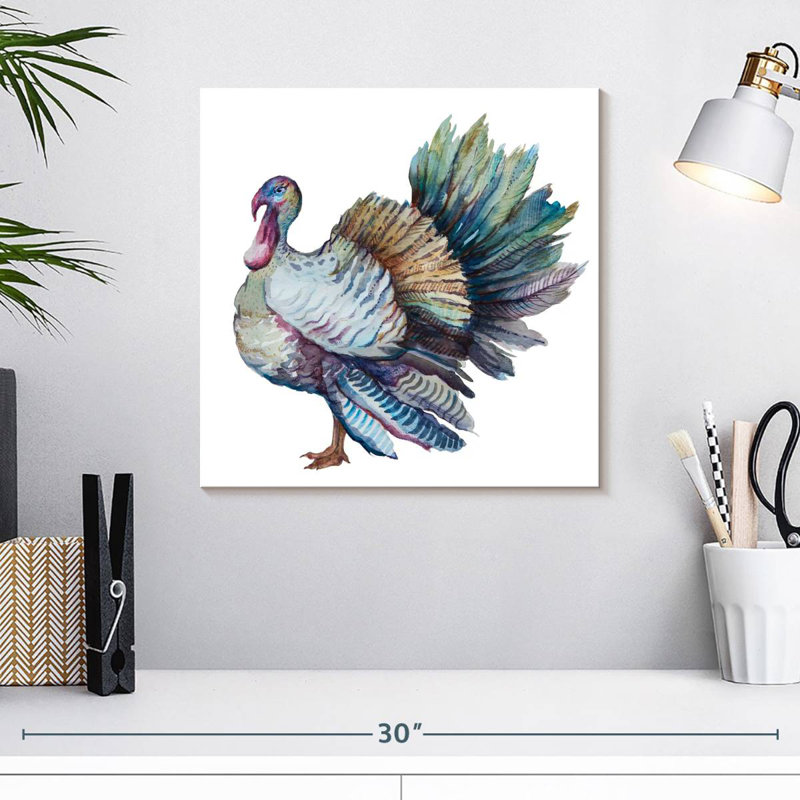 Colorful Turkey Feathers, 16" H x 16" W