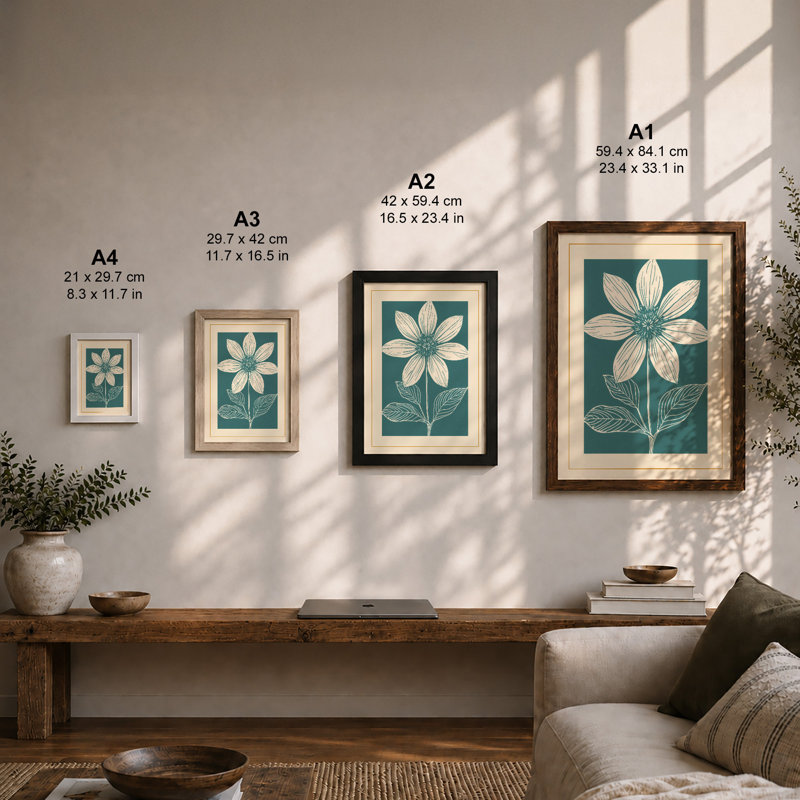 Stylized Bloom Botanical - Framed Print, A3 - 42.0 x 29.7 cm, White