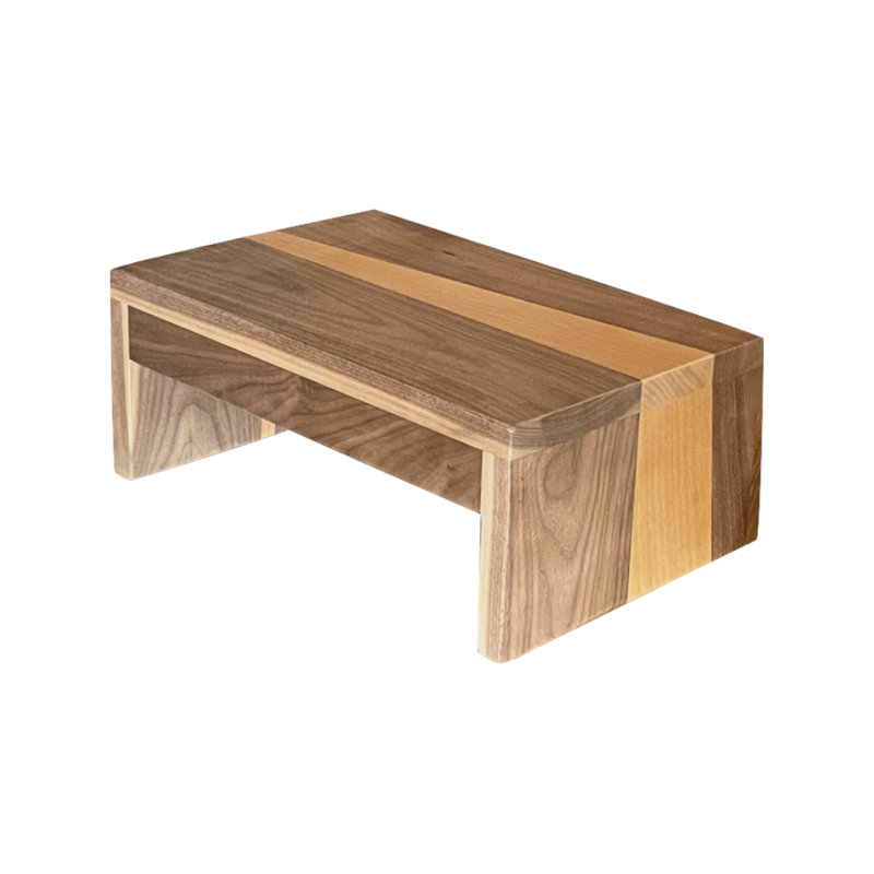 Escabeau moderne en bois et cerisier noyer, Noyer / cerise