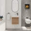 Meuble-lavabo mural 18 po avec lavabo en résine blanche et porte d'armoire à fermeture en douceur 18 po-129437882