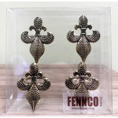 Rond de serviette en métal bronze fleur de lis, ensemble de 4