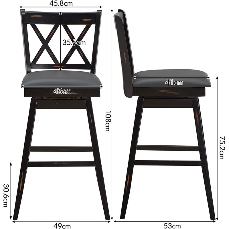 Robbinsen Swivel Upholstered Counter Stool, Black