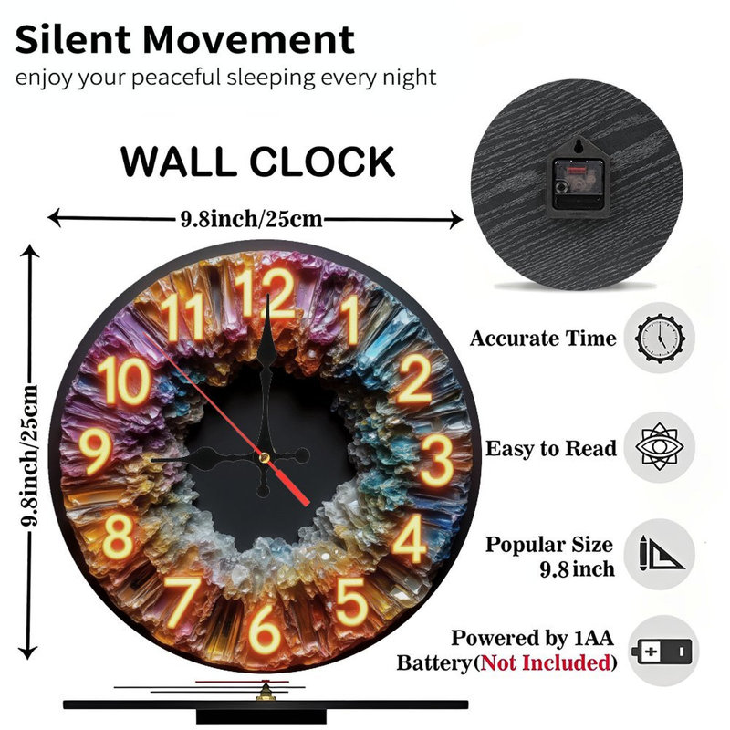 Horloge en cristal avec chiffres lumineux