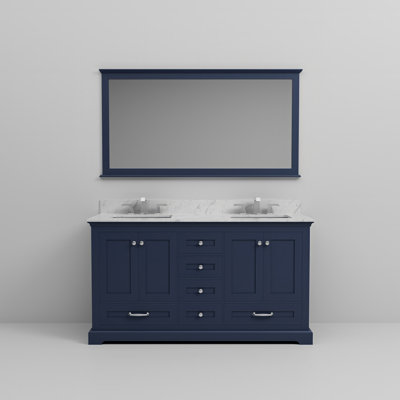 Dukes 60 in. W x 22 in. D Double Bath Vanity, Faucet Set, & 58 in. Mirror
