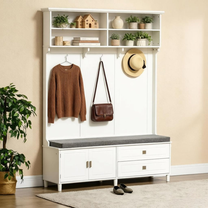 Stylish Coat Rack Tree with Storage Space,Entryway Hall Tree,Chic Hall Tree
