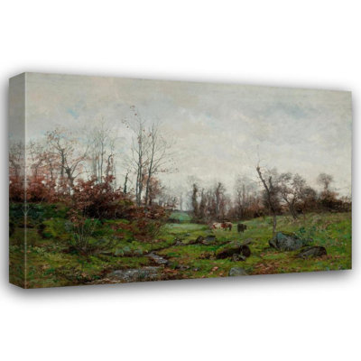 "Cattle by a Stream, Pont Aven, Brittany" by  Frank C. Penfold - Gallery Wrap Canvas Wall Art