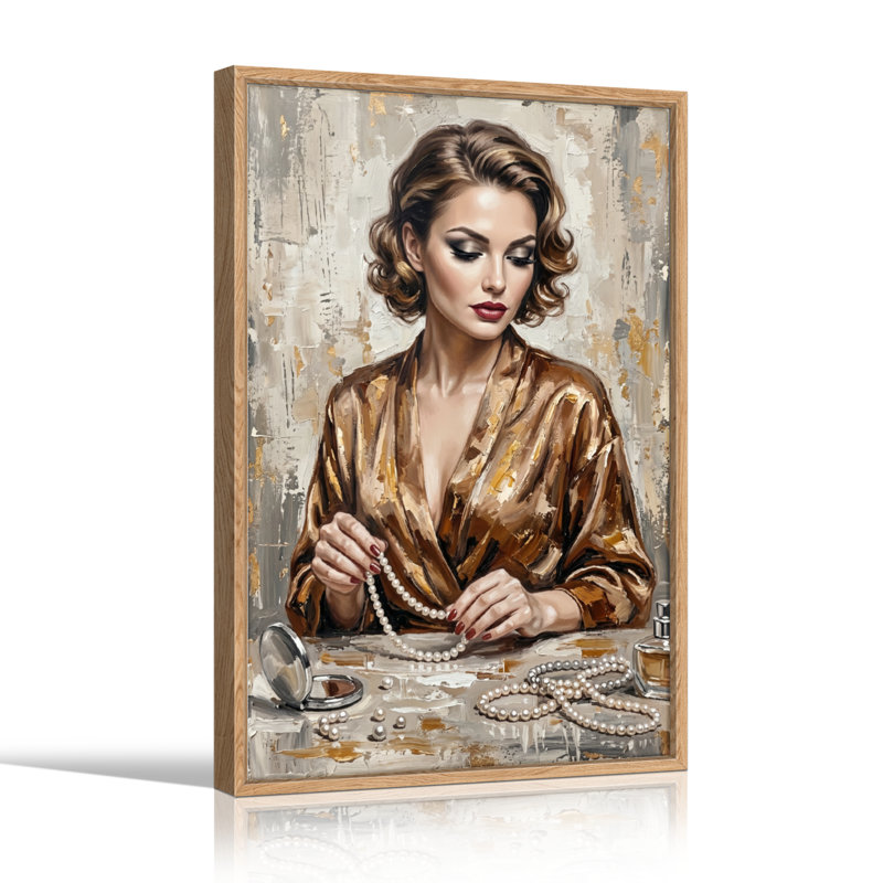 Ensemble de 1 tableau sur toile représentant une femme élégante, H 36 po x l 24 po, Natural