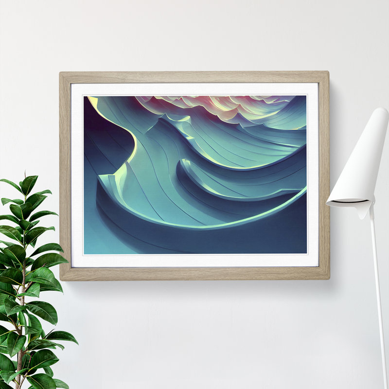 Surreal Ocean Wave Vol.5 Abstract - Single Picture Frame Print, 46cm H x 64cm W x 2cm D, Oak Framed