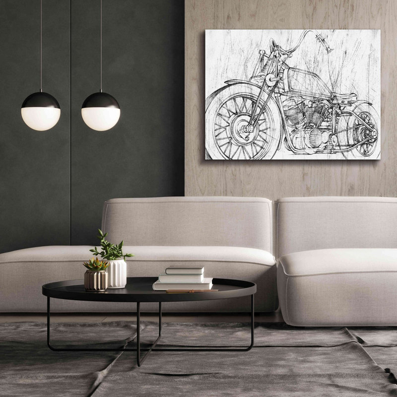 «Inverted Motorcyclesic S Croquis II» par Ethan Harper, estampe numérique sur toile, H 40 po x l 54 po x P 1,5 po