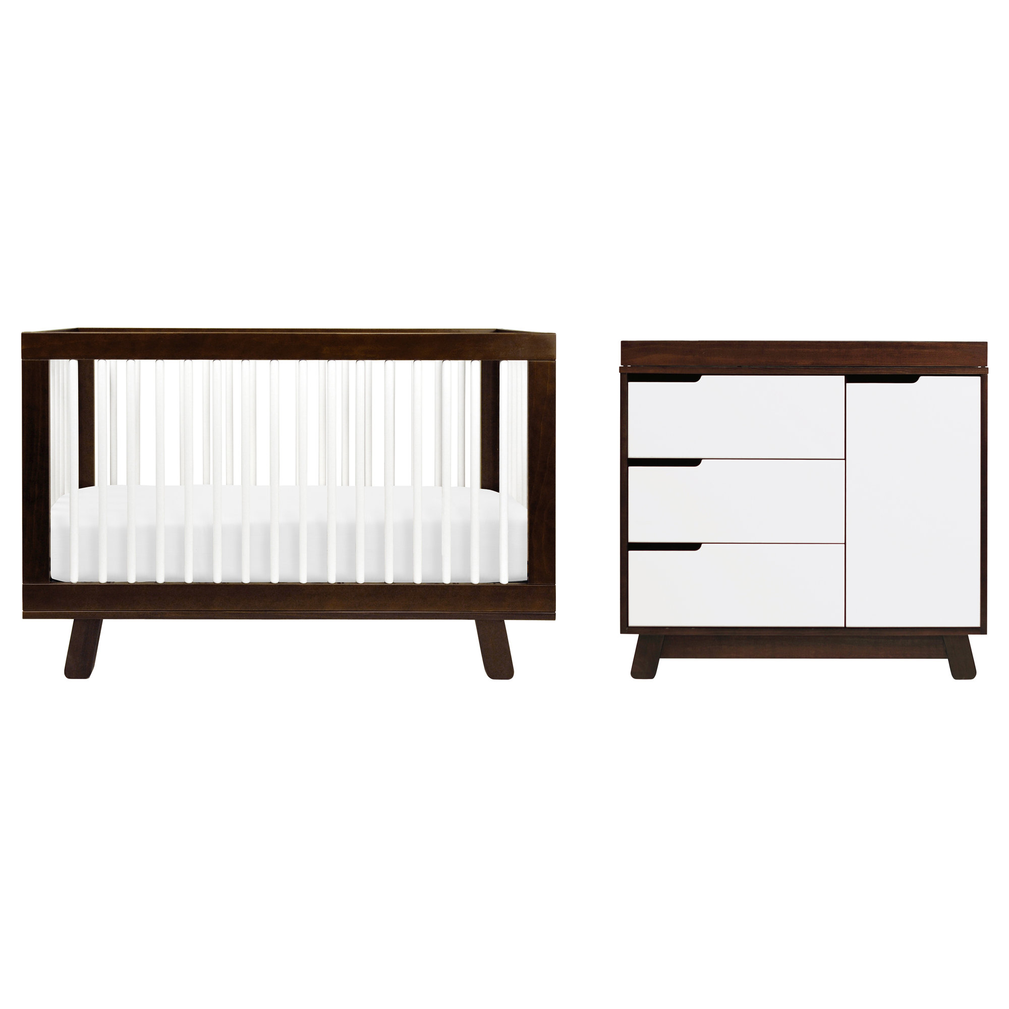 Hudson 3-in-1 Convertible Nursery Furniture Set, Espresso/White