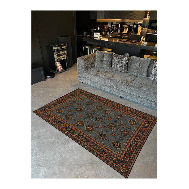 Tapis gris tissé traditionnel Mosso, 6'7" x 9'10"