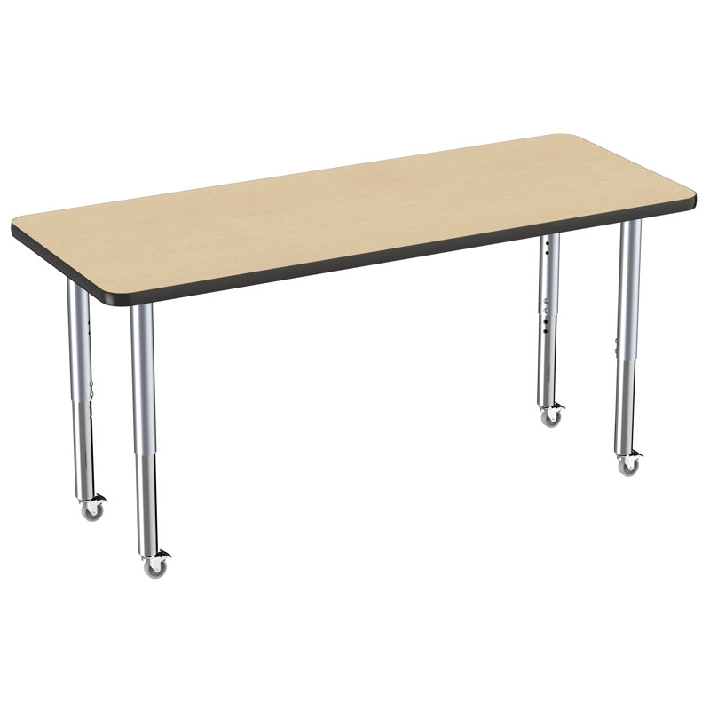 Table rectangulaire d'activité rectangulaire avec pieds réglables, Érable / noir, Super, 24" x 60"