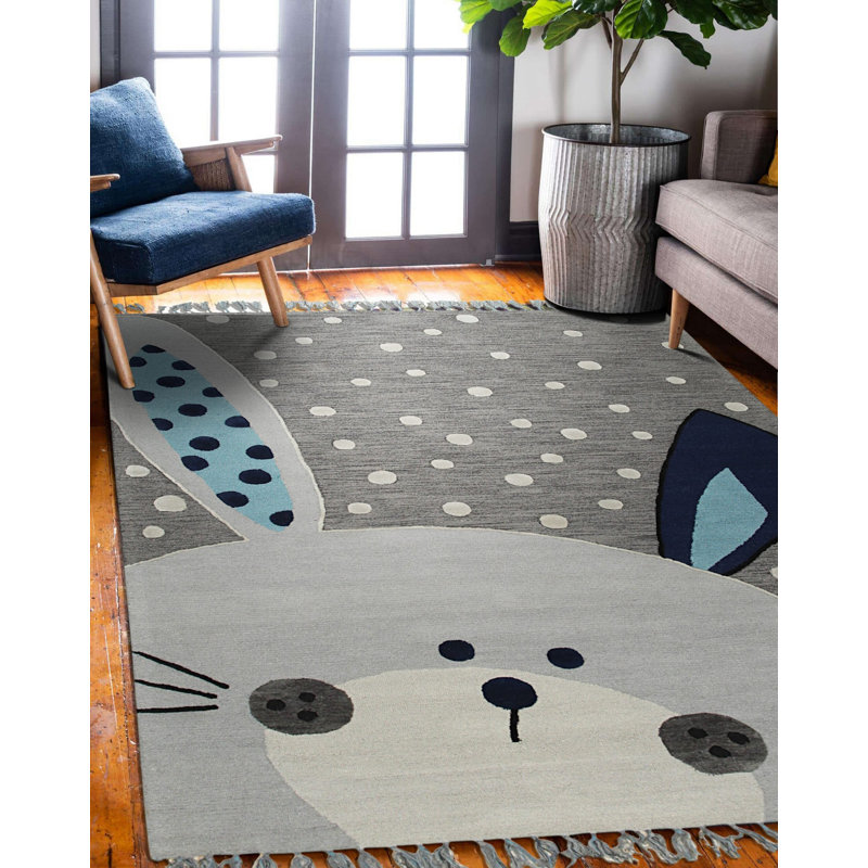 Hand-Tufted Wool Children's Rug, Gray , Soft & Durable Area Rug for Adding Comfort and Playful Charm to Kids' Rooms, Nurseries, or Play Areas