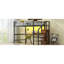 Lit mezzanine double en métal avec bureau, escalier de rangement, petite armoire, confortable et sécuritaire-1509805825