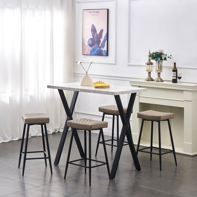 Upholstered Faux Leather 70cm Stool, Latte