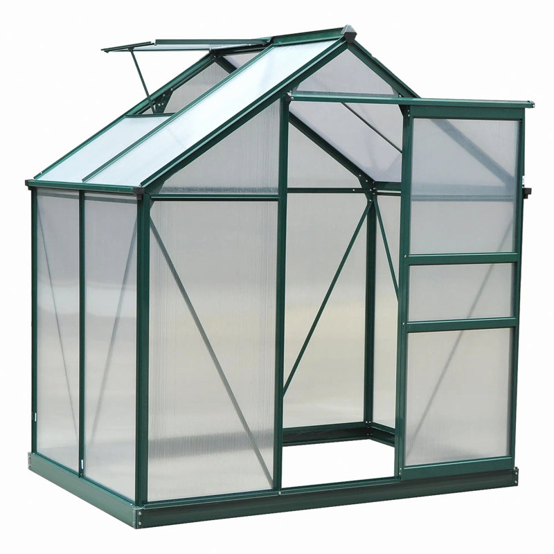 Serre pour l'extérieur, serre en polycarbonate avec gouttière et évent de toit