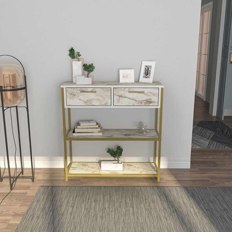 Mickie 90cm Console Table, Brown, White