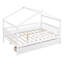 Lit double en bois avec deux tiroirs, blanc-1889348574