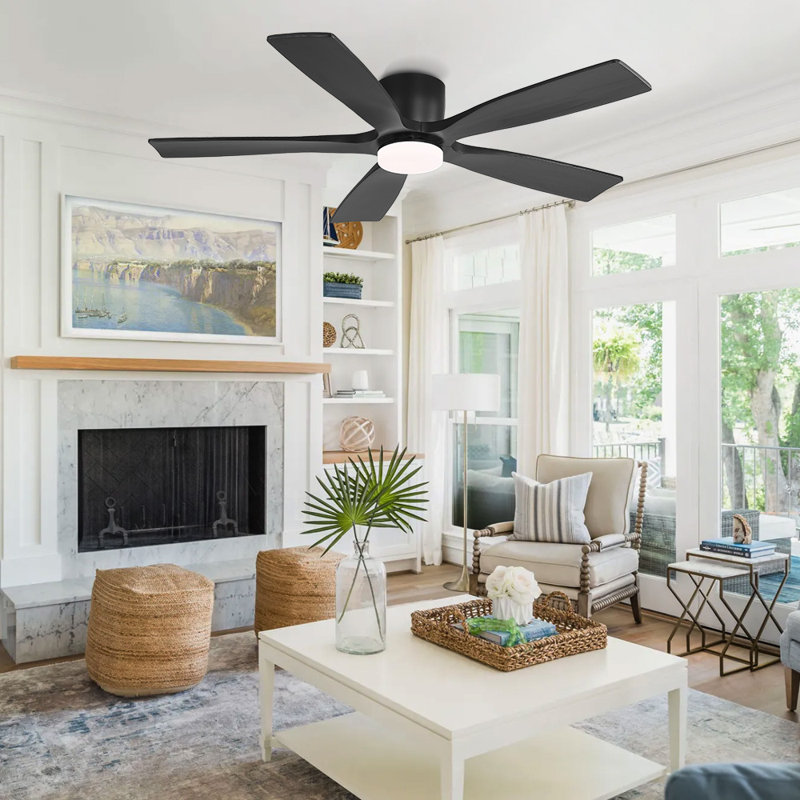Ventilateur de plafond 48 po à 5 pales encastré avec télécommande, 3 ampoules à DEL à intensité variable avec mémoire, moteur CC réversible ultra silencieux