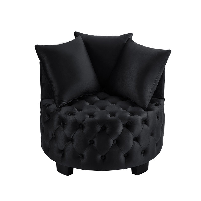 Chaise d'appoint contemporaine rembourrée et capitonnée, Noir
