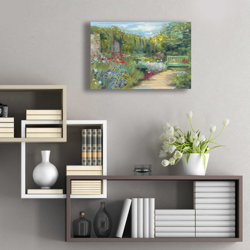 «Garden Bench» par Carol Rowan, art mural en verre acrylique, H 16 po x l 24 po x P 0,2 po