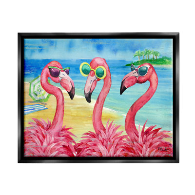 Art mural sur toile flottant encadré noir Flamingo