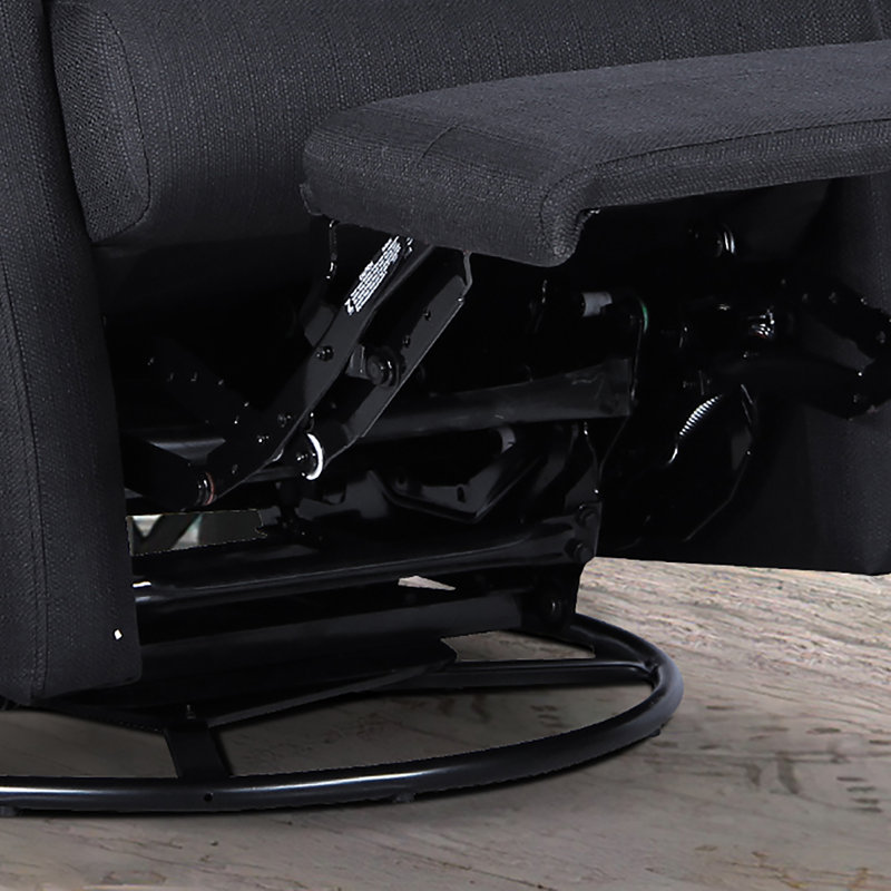 Upholstered Polyester Swivel Recliner, Dark Gray 100% Polyester