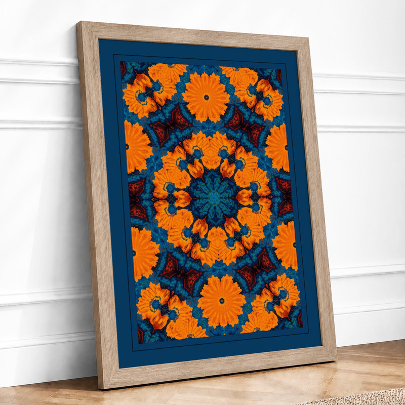 Medallion Geometric - Framed Print, A4 - 29.7 x 21.0 cm, Oak