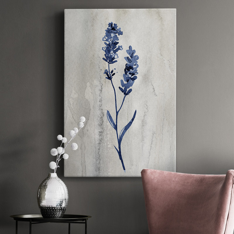 Indigo Botanical II - impression sur toile tendue, H 60 po x l 40 po